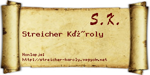 Streicher Károly névjegykártya